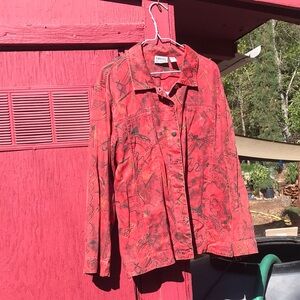 Chico's Red Patterned Jean Jacket